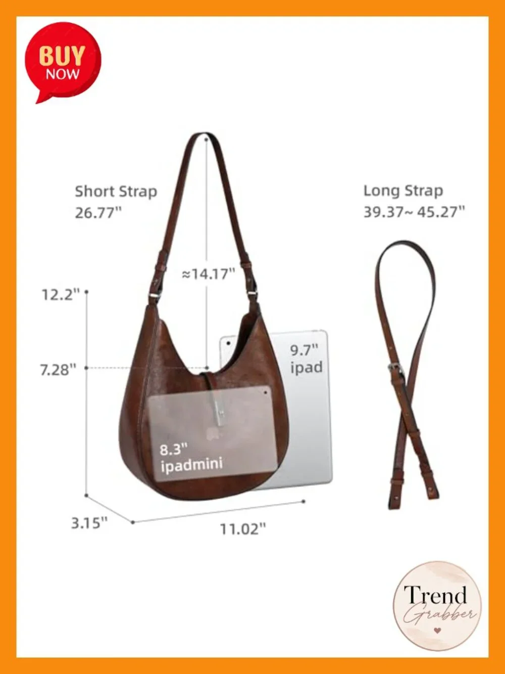 Leather Crescent Crossbody Bag with Two Straps Twist-Lock Closure